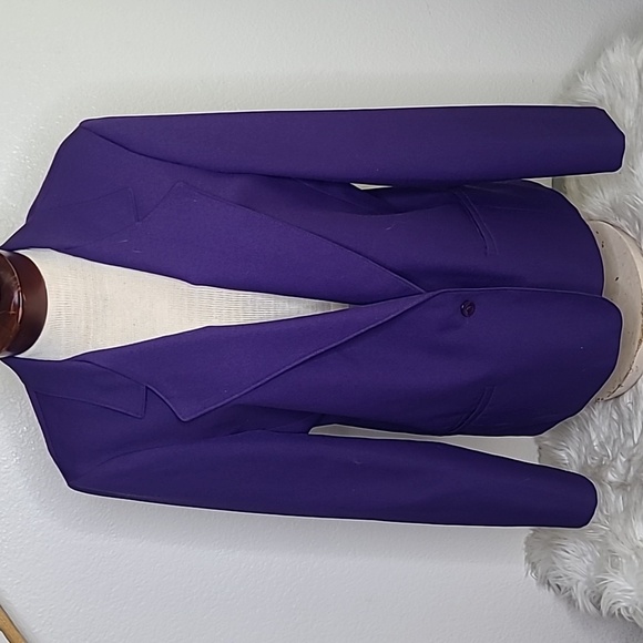 Jacket Blazer Size 16 Tall Purple Iridescent Angel Wing Embellished Back Unique - Picture 3 of 6